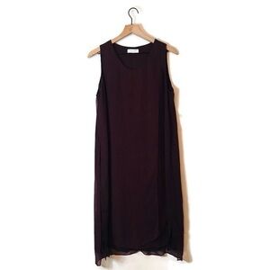 Lola & Sophie Burgundy Silk Layered Sleeveless Sheath Dress Women’s size Large